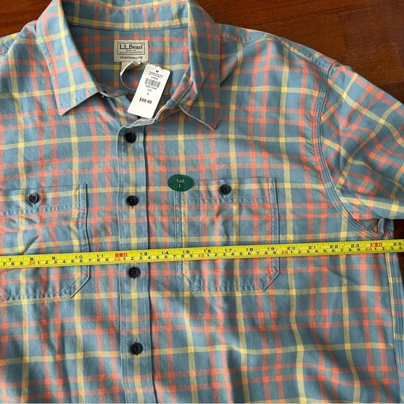 L.L. Bean NEW Blue Plaid 100%‎ Cotton Long Sleeve Twill Button Up Tall Shirt NWT - Picture 9 of 9